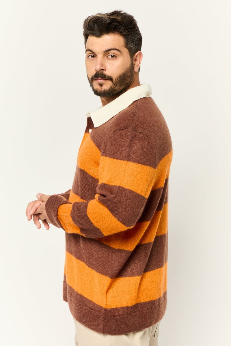 GANT Men Spread Collar Yarn Dye Long Sleeves Sweater, Multicolor - Image 3