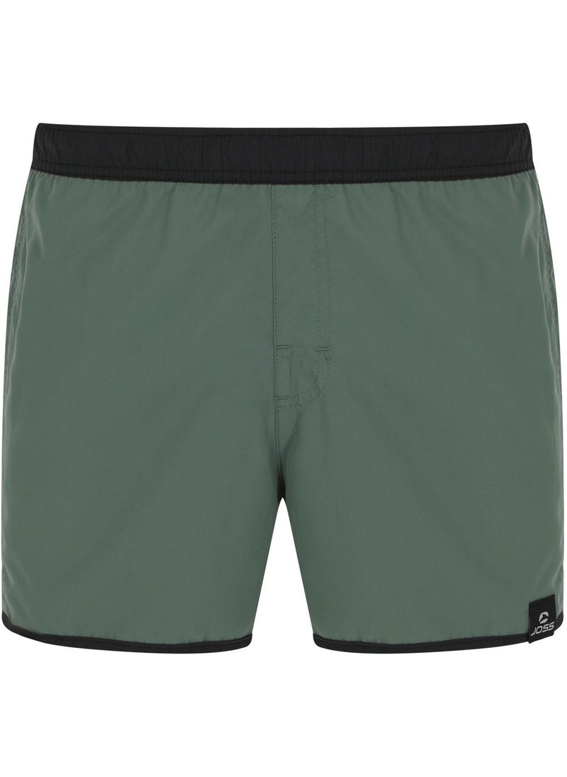 Joss Men’s Swimming Shorts - Green/Black, Quick-Drying Swim Trunks with Adjustable Waist, Zippered Pocket & Anti-Chafing Braces  - Image 4