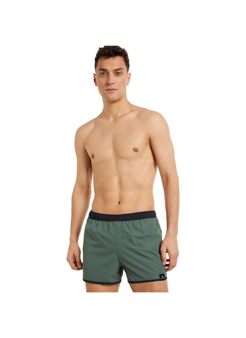 Joss Men’s Swimming Shorts - Green/Black, Quick-Drying Swim Trunks with Adjustable Waist, Zippered Pocket & Anti-Chafing Braces  - Image 1