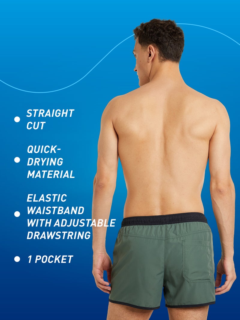 Joss Men’s Swimming Shorts - Green/Black, Quick-Drying Swim Trunks with Adjustable Waist, Zippered Pocket & Anti-Chafing Braces - Image 3