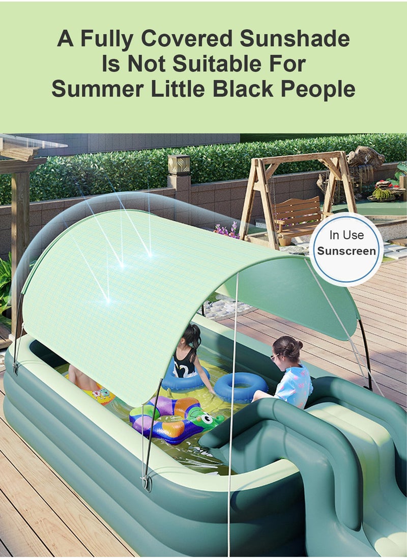 MaBaby - Swimming Pool with Water Slide Automatic Inflatable Children's Inflatable Swimming Pool Slide with Canopy,Thickened Sunshade - Image 1