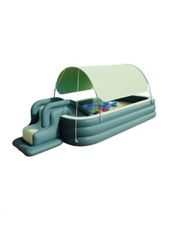 MaBaby Swimming Pool with Water Slide Automatic Inflatable Children's Inflatable Swimming Pool Slide with Canopy,Thickened Sunshade  - Image 2
