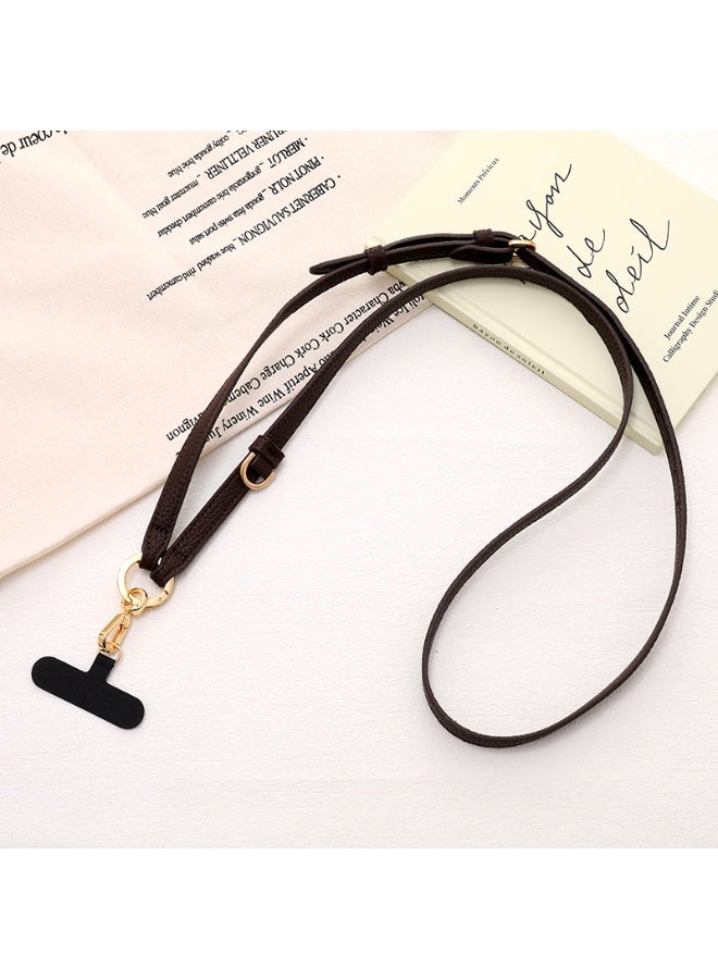 NIBEMINENT Phone Charm/ Chain Strap for Women Girls, Adjustable Leather Rope Cell Phone Case Lanyard Wrist Strap，K5163/Dark Brown