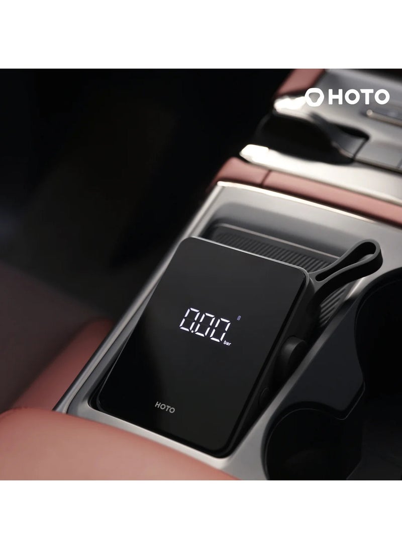 HOTO Hoto Portable Electric Tire Inflator Digital Air Compressor With 2500mAh High Capacity Battery 5 Preset Modes 150-psi Automatic Air Pump Integrated LED Light Auto Stop Function USB-C Charging - Black - Image 4