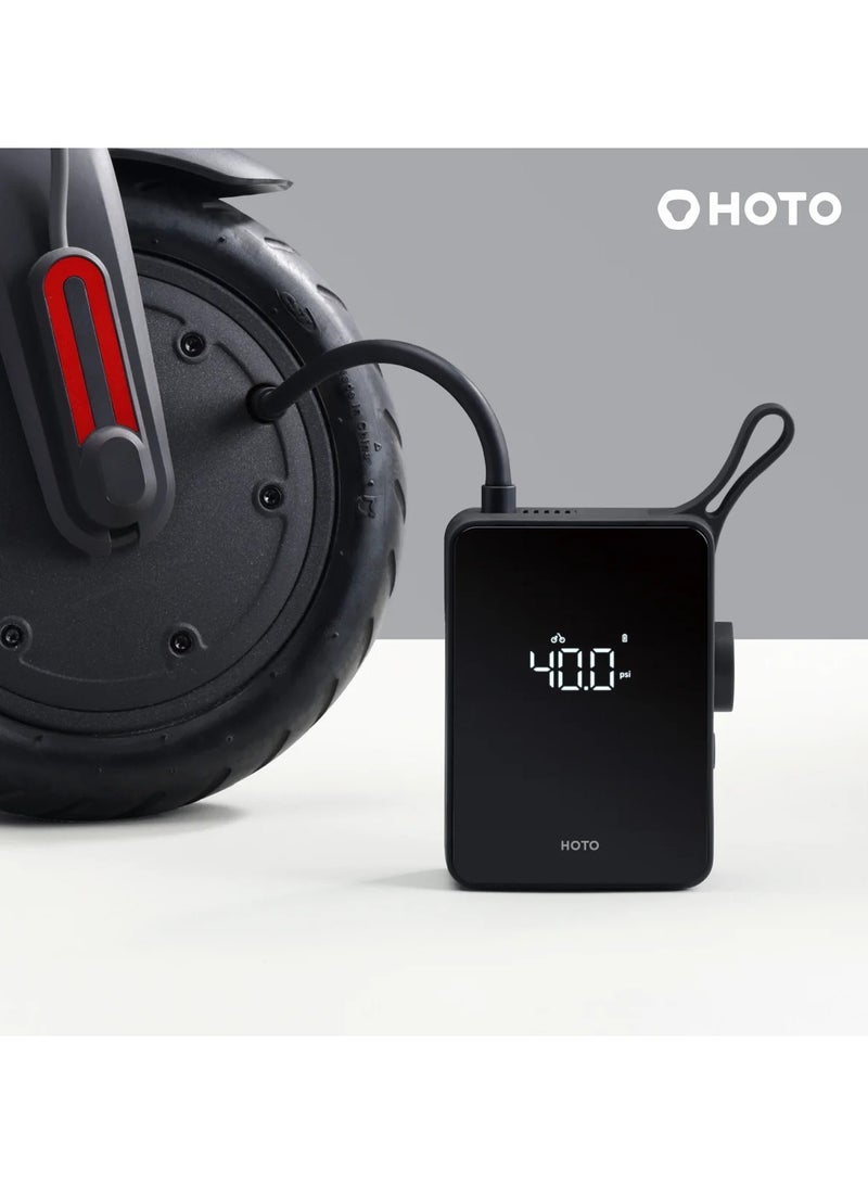 HOTO Hoto Portable Electric Tire Inflator Digital Air Compressor With 2500mAh High Capacity Battery 5 Preset Modes 150-psi Automatic Air Pump Integrated LED Light Auto Stop Function USB-C Charging - Black - Image 3