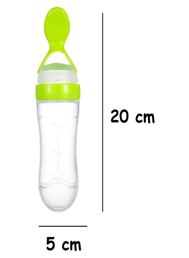 Joy Buzz Baby Food Dispensing Spoon Feeder Bottle 90ml and Fruit Feeder/Nibbler/Pacifier with Cleaning Brush Pack of 3 (GRN-BLU) - Image 3