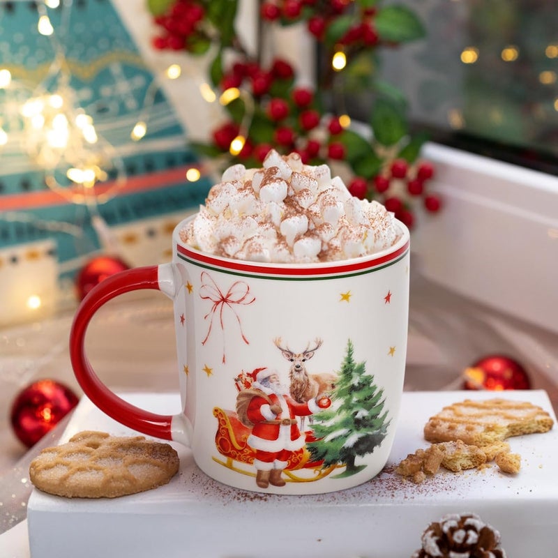 Cabtnca Christmas Coffee Mugs Set of 4 Ceramic Santa Mug Holiday Xmas Decor Marry Christmas Gifts for Women Kids 11 Oz - Image 4