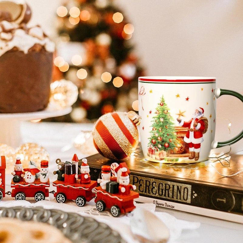 Cabtnca Christmas Coffee Mugs Set of 4 Ceramic Santa Mug Holiday Xmas Decor Marry Christmas Gifts for Women Kids 11 Oz - Image 3
