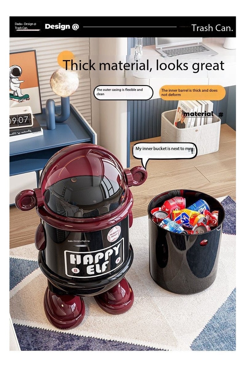 CityRiya-Long Cartoon-style Trash Can with Lid, Large Capacity Garbage Bin - Multi-functional Dustproof Storage Container | Decorative Wastebasket with Cover for Living Room, Kitchen, Bedroom, Office | Cute Covered Waste Bin with Spacious Storage（A） - Image 3