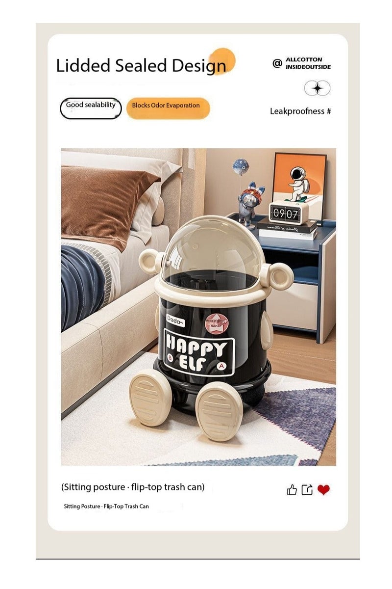 CityRiya-Long Cartoon-style Trash Can with Lid, Large Capacity Garbage Bin - Multi-functional Dustproof Storage Container | Decorative Wastebasket with Cover for Living Room, Kitchen, Bedroom, Office | Cute Covered Waste Bin with Spacious Storage（A） - Image 5