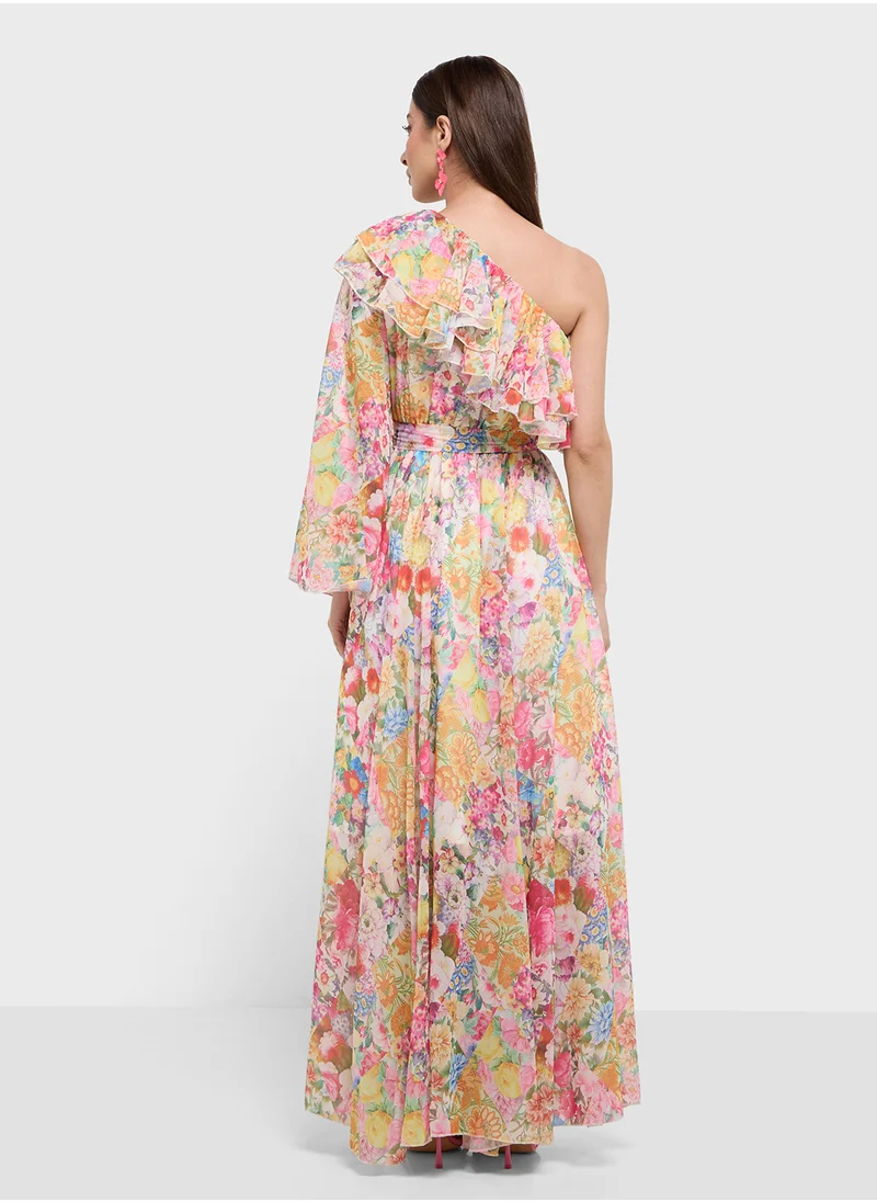 ايلا One Shoulder Floral Print Dress