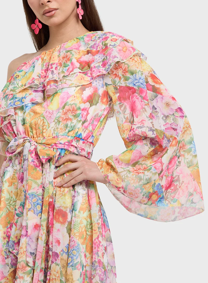ELLA Floral One-Shoulder Dress