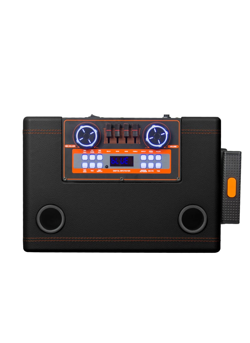 iSONIC - Portable Bluetooth Party Speaker With 25000 PMPO Output, 6-Hour Battery Backup, Sound-Sensitive LED Lights, And Portable Microphone IS482 Black/Brown - Image 1