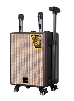 iSONIC Portable Bluetooth Party Speaker With 25000 PMPO Output, 6-Hour Battery Backup, Sound-Sensitive LED Lights, And Portable Microphone IS482 Black/Brown  - Image 2