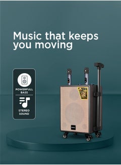 iSONIC Portable Bluetooth Party Speaker With 25000 PMPO Output, 6-Hour Battery Backup, Sound-Sensitive LED Lights, And Portable Microphone IS482 Black/Brown  - Image 4