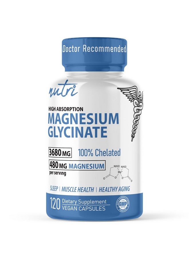 نايتشرز فوجنز Nutri Pure Magnesium Glycinate 3680mg - (يوفر 480 ملغ من المغنيسيوم العنصري)، مركب لامتصاص عالي، غير مخزن مؤقتًا للحصول على أقصى قدر من الفعالية، 120 كبسولة - 7 أضعاف المغنيسيوم Glycinate 500mg - Image 1