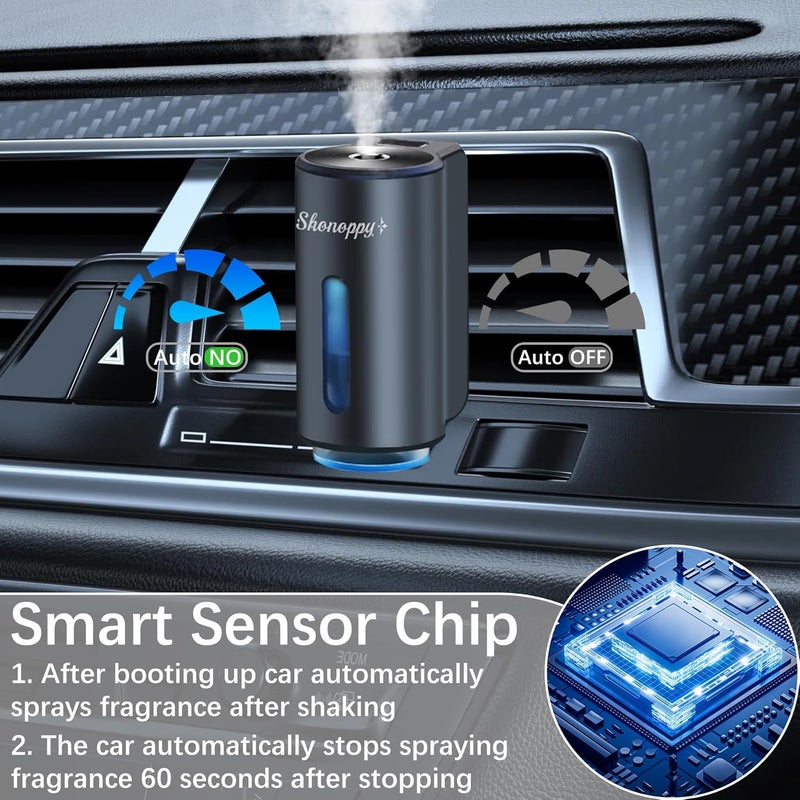 Shonoppy Smart Air Freshener Car,Portable Car Vents Smart Car Aromatherapy,Car Aromatherapy Machine Rechargeable,with 6pcs Aromatherapy Oil, Grey(6Scents) - Image 5