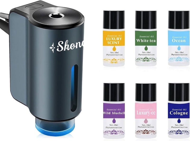 Shonoppy Smart Air Freshener Car,Portable Car Vents Smart Car Aromatherapy,Car Aromatherapy Machine Rechargeable,with 6pcs Aromatherapy Oil, Grey(6Scents) - Image 1