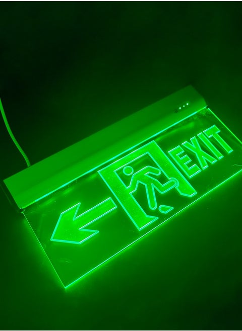 Rechargeable Fire Emergency Light pack of 2, LED Exit Sign Acrylic Panel light,Emergency Lighting Solution,Safety Exit Indicator(Exit left)