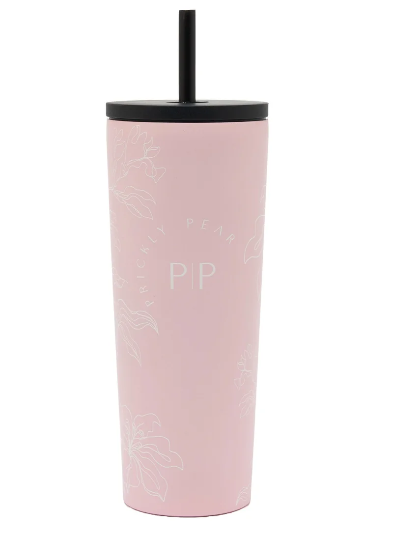 Prickly Pear Pink Floral Travel 24 Oz 2 in 1 Stainless Steel Tumbler