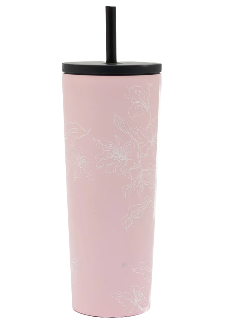 Prickly Pear Pink Floral Travel 24 Oz 2 in 1 Stainless Steel Tumbler