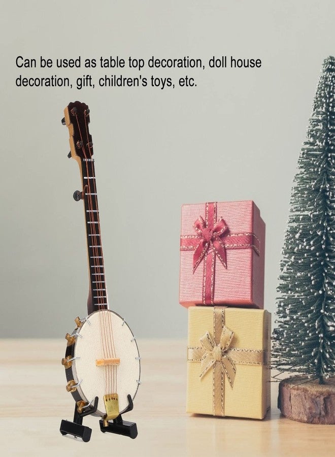 Glomora Miniature Instrument Mandolin, Banjo Miniature Replica Basswood Construction with Stand & Storage Box, Perfect for Gifts, Decorations - Image 5