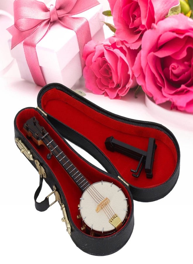 Glomora Miniature Instrument Mandolin, Banjo Miniature Replica Basswood Construction with Stand & Storage Box, Perfect for Gifts, Decorations - Image 4