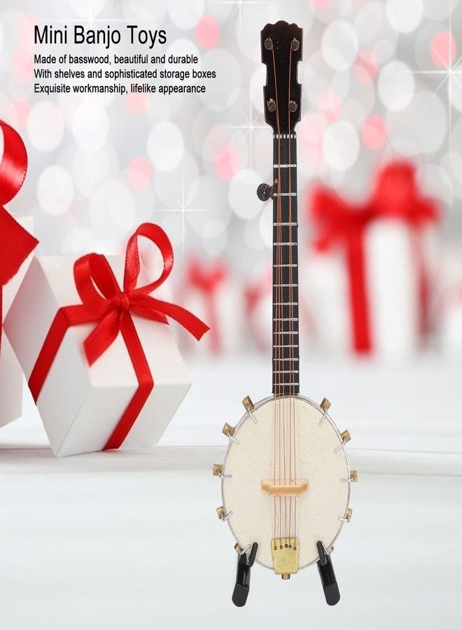 Glomora Miniature Instrument Mandolin, Banjo Miniature Replica Basswood Construction with Stand & Storage Box, Perfect for Gifts, Decorations - Image 3