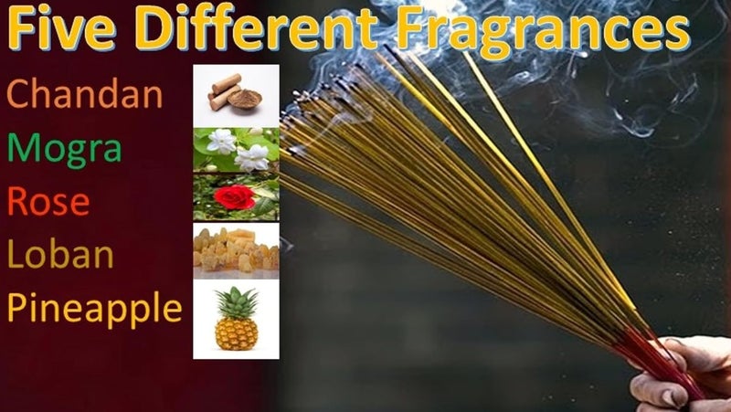 Onlinetree 5in1 agarbatti Stick for Pooja Rose Gulab Sandal Chandan Loban Mogra Pineapple 900g Pack LongLasting Fragrance for Pooja Mandir Meditation Relaxation - Image 2