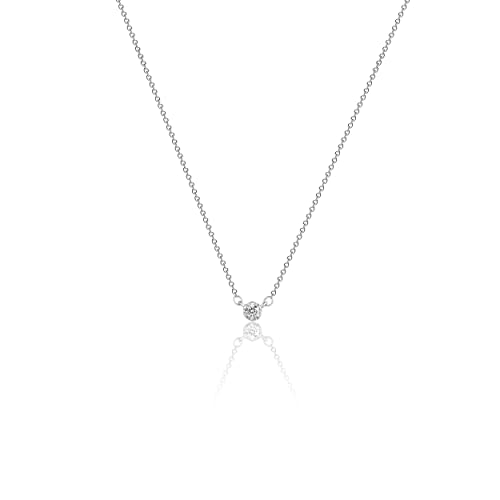 MIDEEO Silver CZ Diamond Necklace for Women Dainty Cubic Zirconia Solitaire Pendant Necklace Silver Plated Tiny CZ Simulated Diamond Necklaces Delicate Minimalist Jewelry Gifts - Image 5