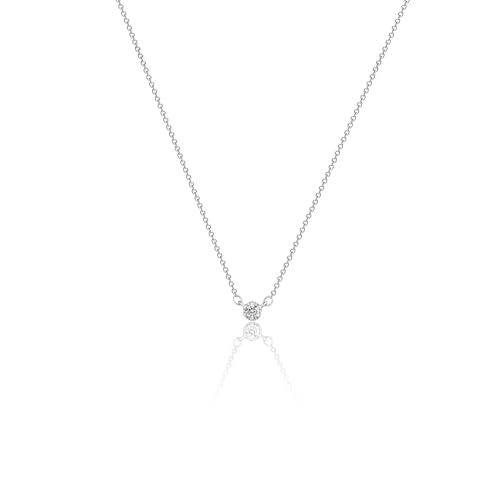 MIDEEO Silver CZ Diamond Necklace for Women Dainty Cubic Zirconia Solitaire Pendant Necklace Silver Plated Tiny CZ Simulated Diamond Necklaces Delicate Minimalist Jewelry Gifts - Image 1