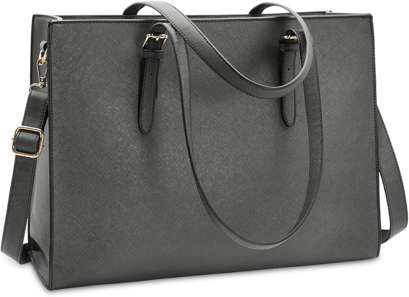 NUBILY Laptop Bag for Women Waterproof Lightweight Leather 15.6 Inch Computer Tote Bag - Image 1