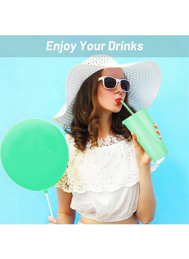 Garlo - 10 Pcs Cold Cups with Lid & Straw, 24oz Reusable Plastic Cups Colourful Glitter Cups, Party Tumbler Cup Cold Cups Set Travel Cups for Cold Drinks Iced Coffee Cups for Parties - Image 1