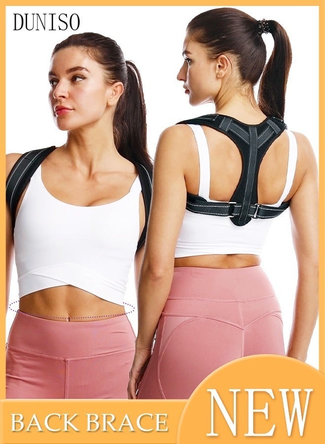DUNISO Back Support Posture Corrector,Posture Corrector Belt for Men and Women,Adjustable Elastic Posture Corrector Brace Shoulder Support Back Correction Belt, Improves Posture & Back Pain Relief - Image 1