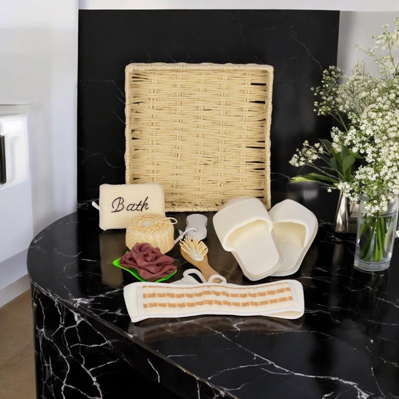 TGOPIT مجموعة تدليك الحمام TGOPIT سلال سبا مجموعة سبا مجموعة حمام مستلزمات سبا مستلزمات دش مجموعة يوم سبا للنساء سلة للنساء سلال للنساء مجموعة تجميل عائلية (8 في 1) - Image 4