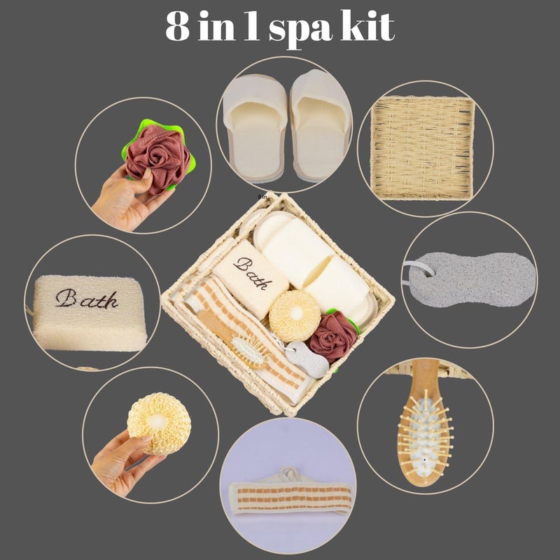 TGOPIT مجموعة تدليك الحمام TGOPIT سلال سبا مجموعة سبا مجموعة حمام مستلزمات سبا مستلزمات دش مجموعة يوم سبا للنساء سلة للنساء سلال للنساء مجموعة تجميل عائلية (8 في 1) - Image 3