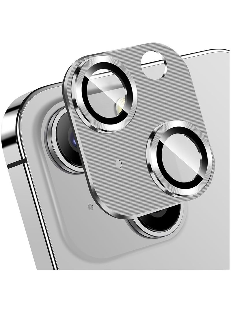 3-Piece Camera Lens Protector for iPhone 15 / iPhone 15 Plus Full Coverage Protection Ultra HD Shatterproof - Silver - Image 1