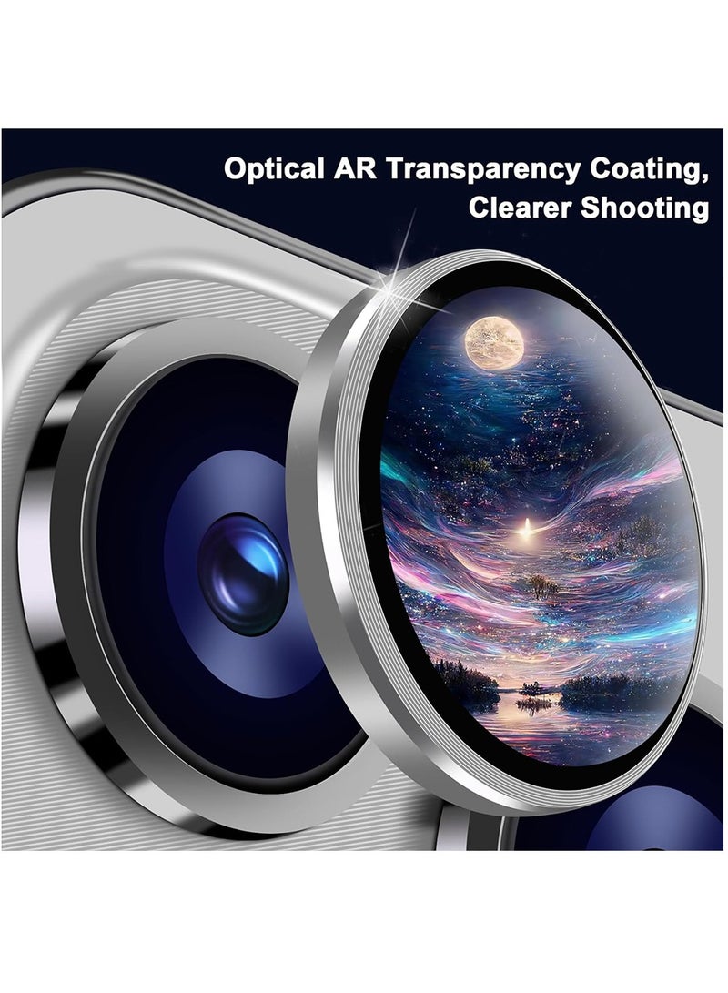 3-Piece Camera Lens Protector for iPhone 15 / iPhone 15 Plus Full Coverage Protection Ultra HD Shatterproof - Silver - Image 3