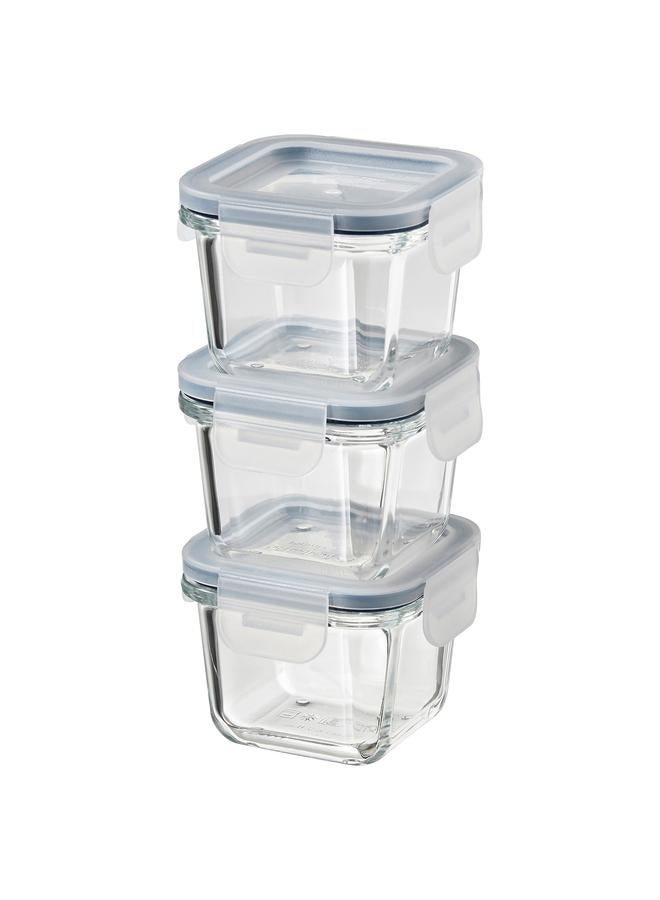 Zaboon Food container with lid, square/glass, 180 ml - Image 1
