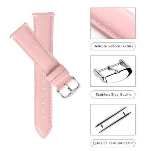 TStrap Leather Watch Bands for Moonswatch - Pink Watch Strap Compatible with Omega x Swatch Moonwatch - 20mm Quick Release Watch Band Replacement for Moonswatch Speedmaster - Image 3