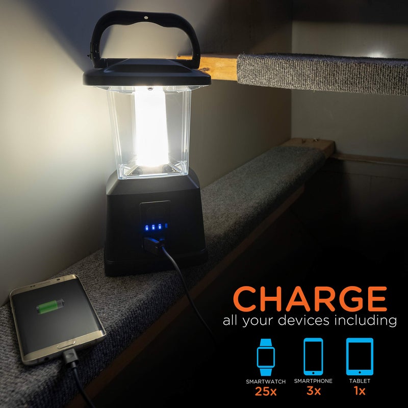Enbrighten LED Rechargeable Lantern, 11â€, USB Power Bank, 4400mAh, 650 Lumens, Dimmable, 405 Hours of Run Time, Ideal for Camping, Outdoor, Emergency Weather, Storms, Black, 43934 - Image 5