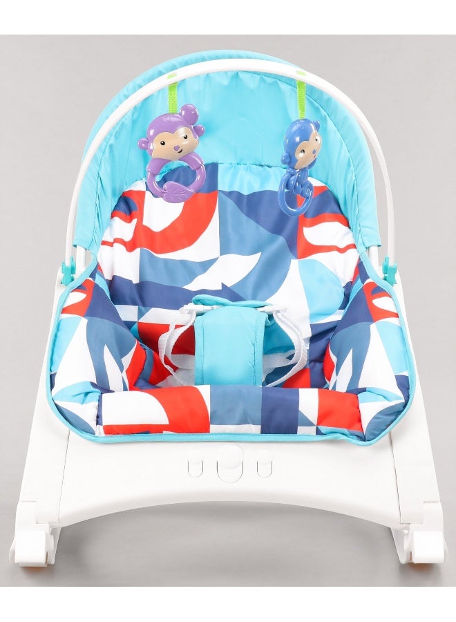 PlayNation Play Nation Portable Baby Rocker With Music, 2-in-1 Design, Adjustable Reclining Seat, Removable Feeding Tray, 0 Month+, 65 x 50 x 62 cm - Blue - Image 2