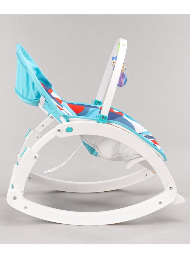 PlayNation Play Nation Portable Baby Rocker With Music, 2-in-1 Design, Adjustable Reclining Seat, Removable Feeding Tray, 0 Month+, 65 x 50 x 62 cm - Blue - Image 4