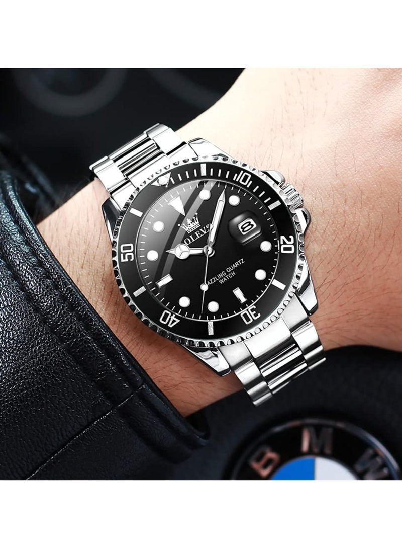 أوليفز ساعات يد OLEVS كلاسيكية ذات وجه كبير، ساعات عمل رجالية رسمية مع ساعة يد مضيئة للرجال من الفولاذ المقاوم للصدأ - Image 4