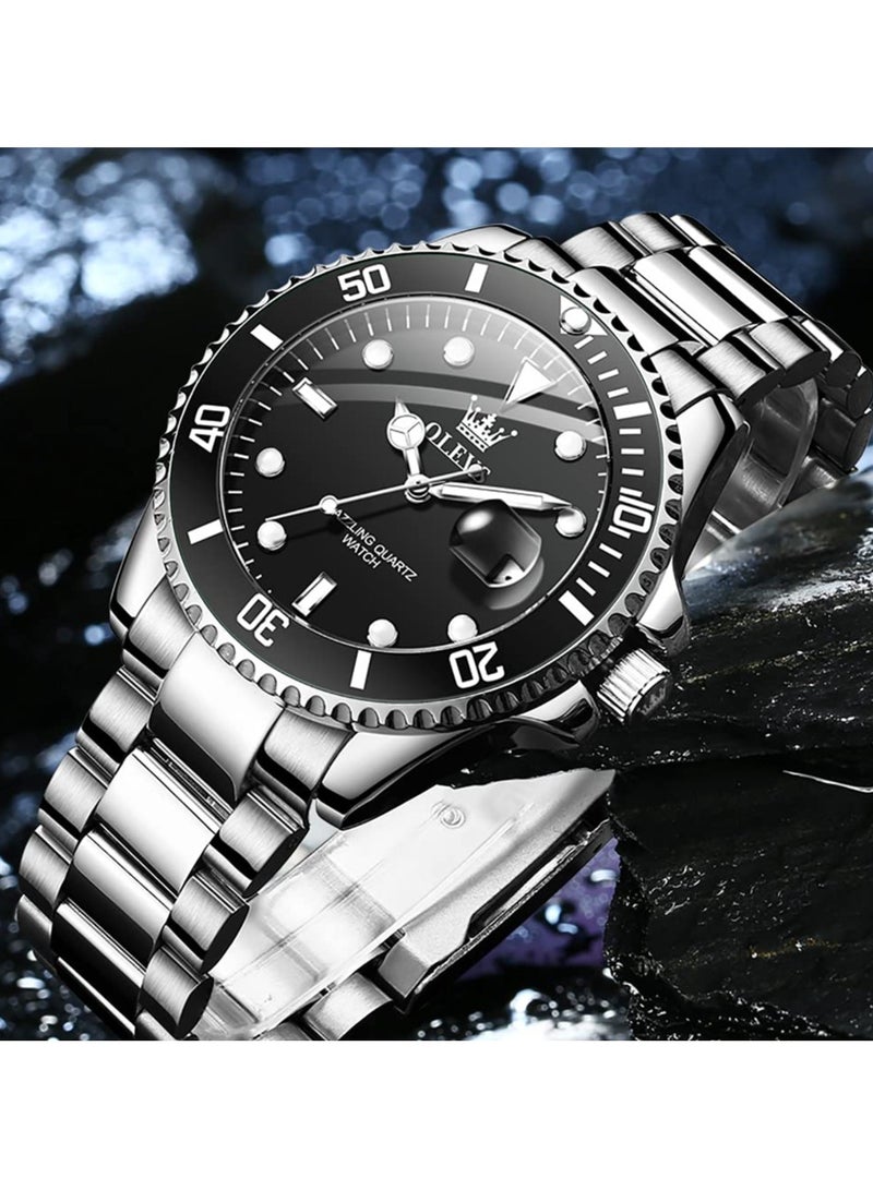 أوليفز ساعات يد OLEVS كلاسيكية ذات وجه كبير، ساعات عمل رجالية رسمية مع ساعة يد مضيئة للرجال من الفولاذ المقاوم للصدأ - Image 3