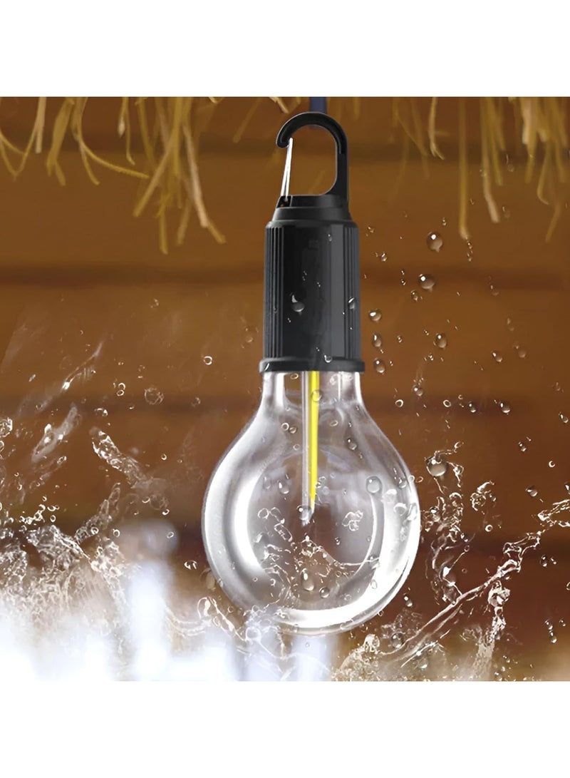 Generic New Outdoor Camping Hanging Type-C Charging Retro Bulb Light Outdoor Hanging Tent Light Bulb With Clamp Hook 3PCS LED Tent Lamp  - Image 2