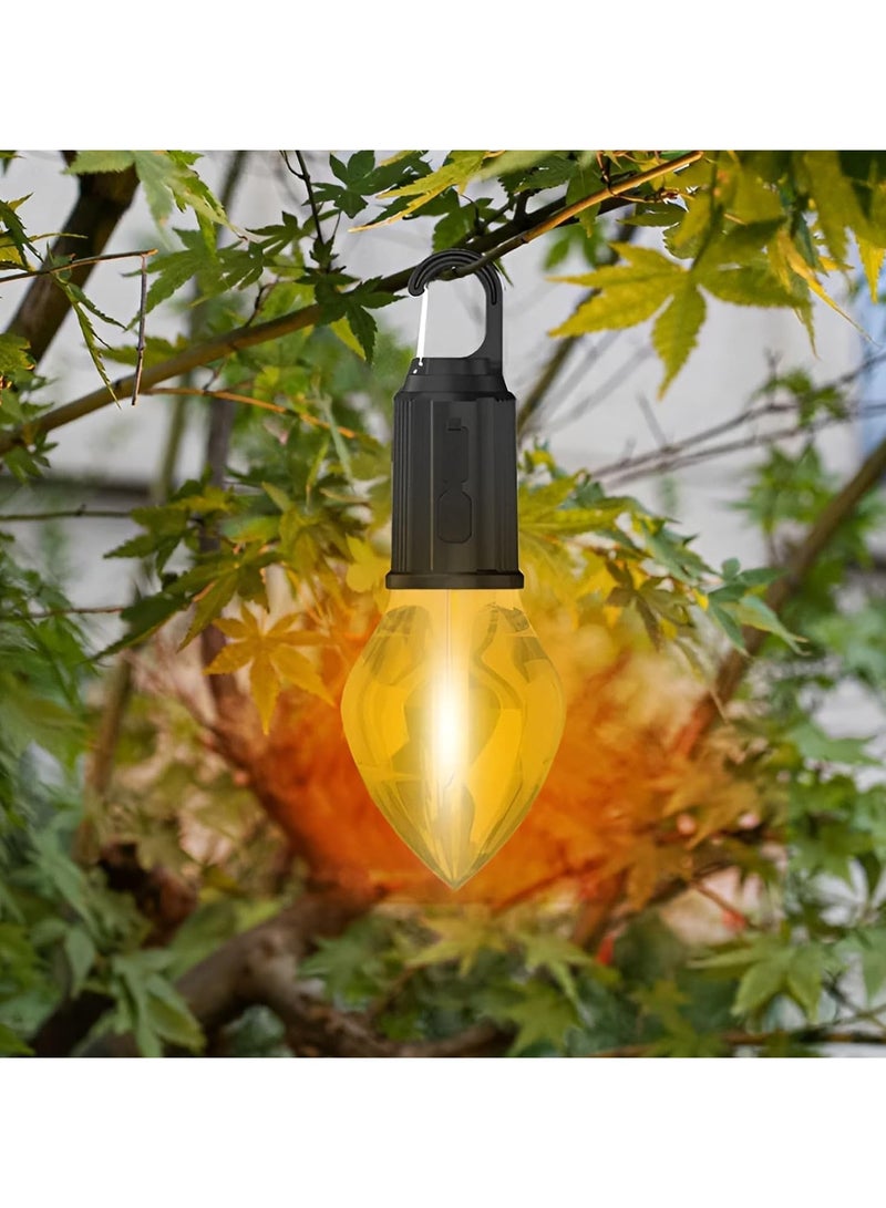 Generic New Outdoor Camping Hanging Type-C Charging Retro Bulb Light Outdoor Hanging Tent Light Bulb With Clamp Hook 3PCS LED Tent Lamp  - Image 4