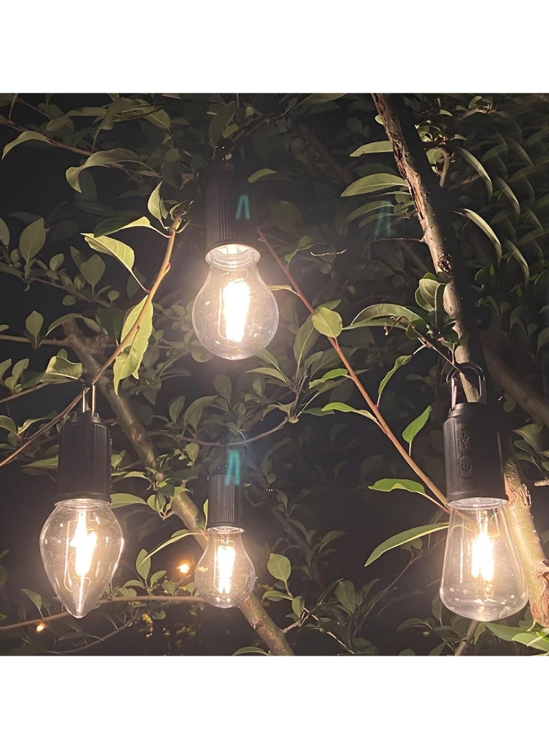 Generic New Outdoor Camping Hanging Type-C Charging Retro Bulb Light Outdoor Hanging Tent Light Bulb With Clamp Hook 3PCS LED Tent Lamp  - Image 5