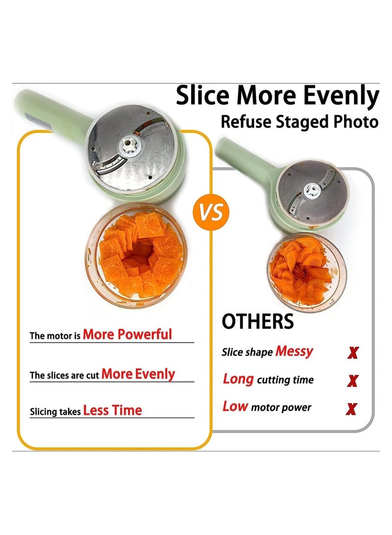 Electric Vegetable Cutter, No Suit for Large Vegetables, 4 in 1 Portable Handheld Electric Vegetable Cutter Set, Slicing, Cooking, Wireless Food Processor for Garlic Chili Onion - Image 3