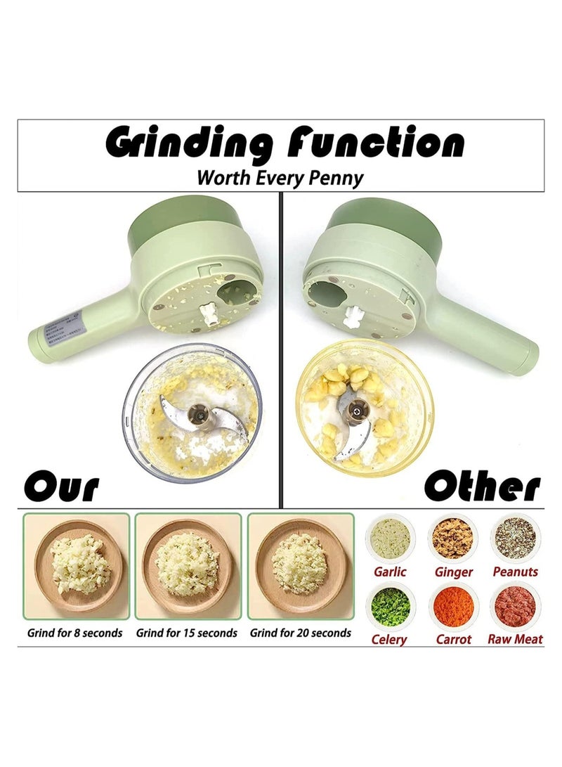 Electric Vegetable Cutter, No Suit for Large Vegetables, 4 in 1 Portable Handheld Electric Vegetable Cutter Set, Slicing, Cooking, Wireless Food Processor for Garlic Chili Onion - Image 2